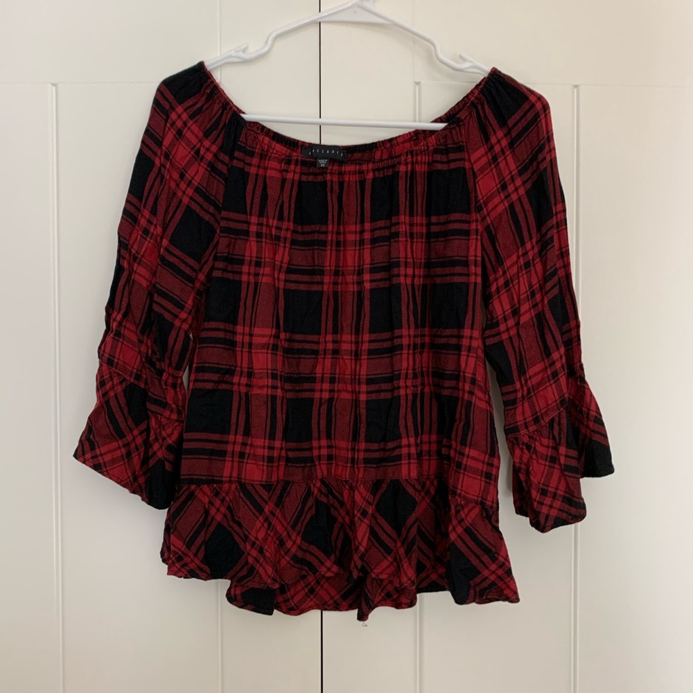 Off the shoulder plaid top